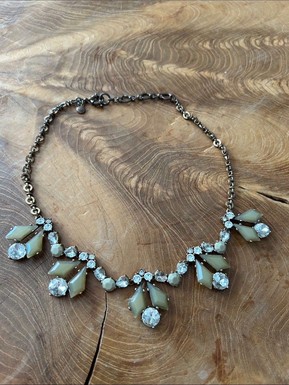 J. Crew Gold-Tone Necklace with Gray and Clear Stones